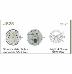 MIYOTA JS25 DATA AL 4 QUARTZ MOVEMENT - CHRONO