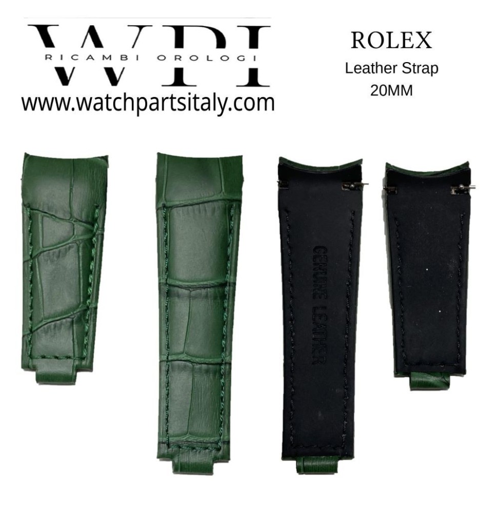 ROLEX DAYTONA, SUB, GMT, CINTURINO PELLE COMPATIBILE VERDE 20mm - ROLEX LEATHER STRAP